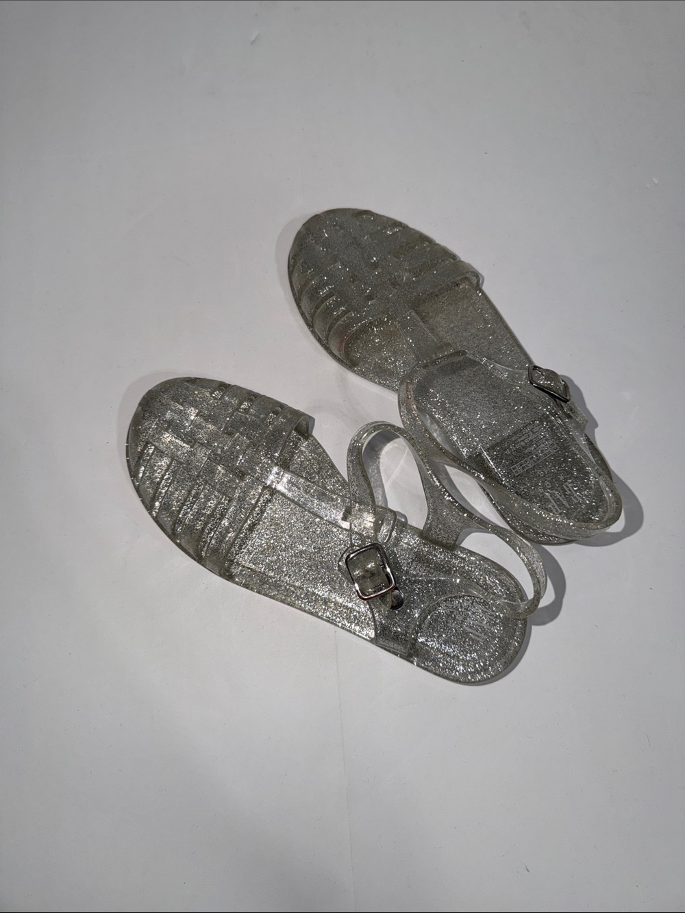 GAP Silver Glitter Jelly Sandals with Buckle Girls size 13